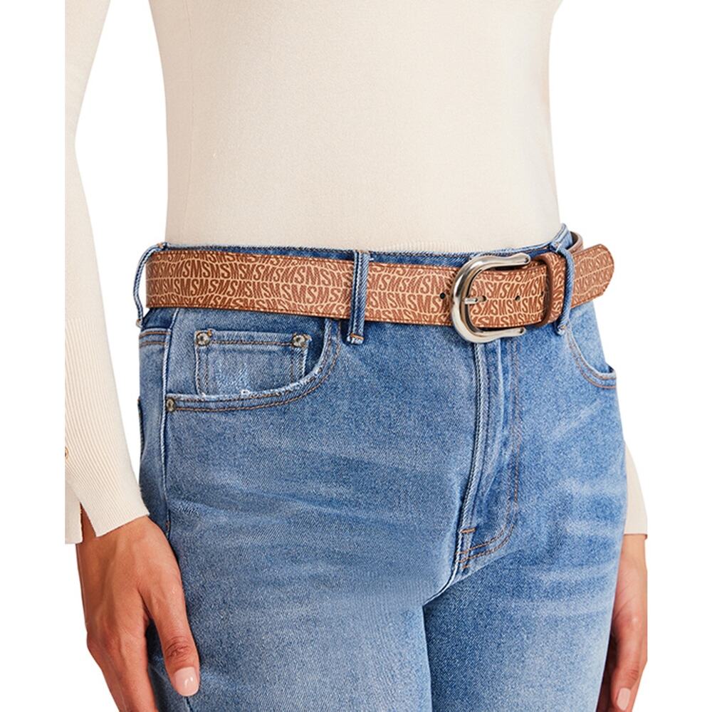 Steve Madden Light Brown and Brown SM Logo Belt Size L